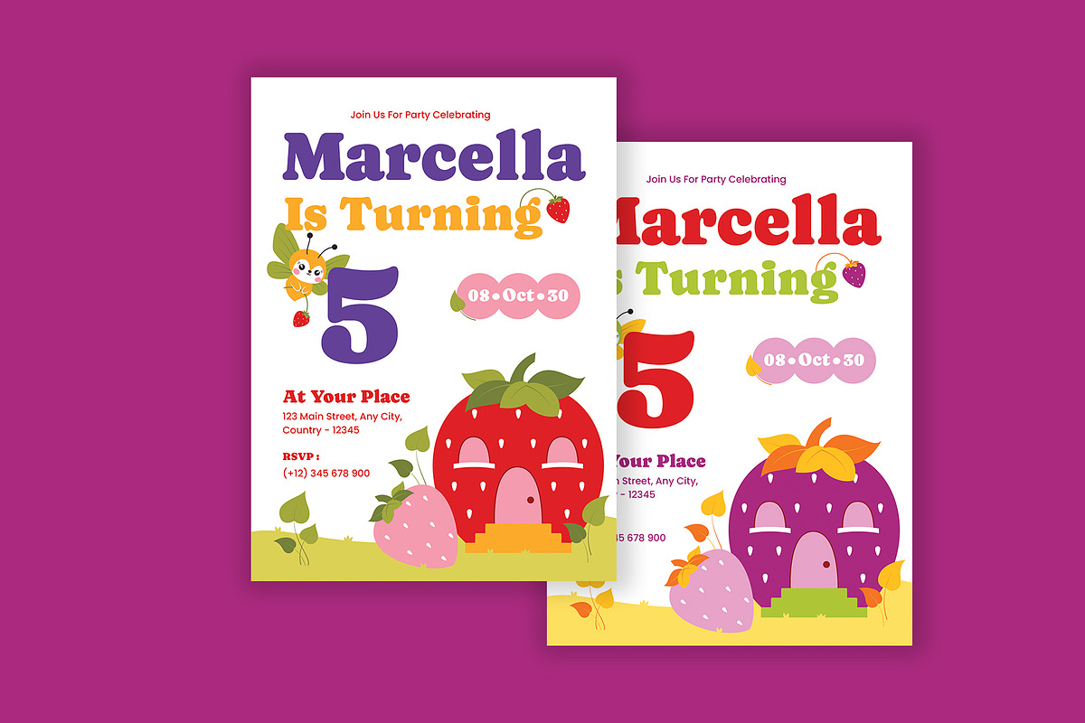 Kids Birthday Invitation Fruit Theme, a Card Template by Neermana (Photo 4 of 4)