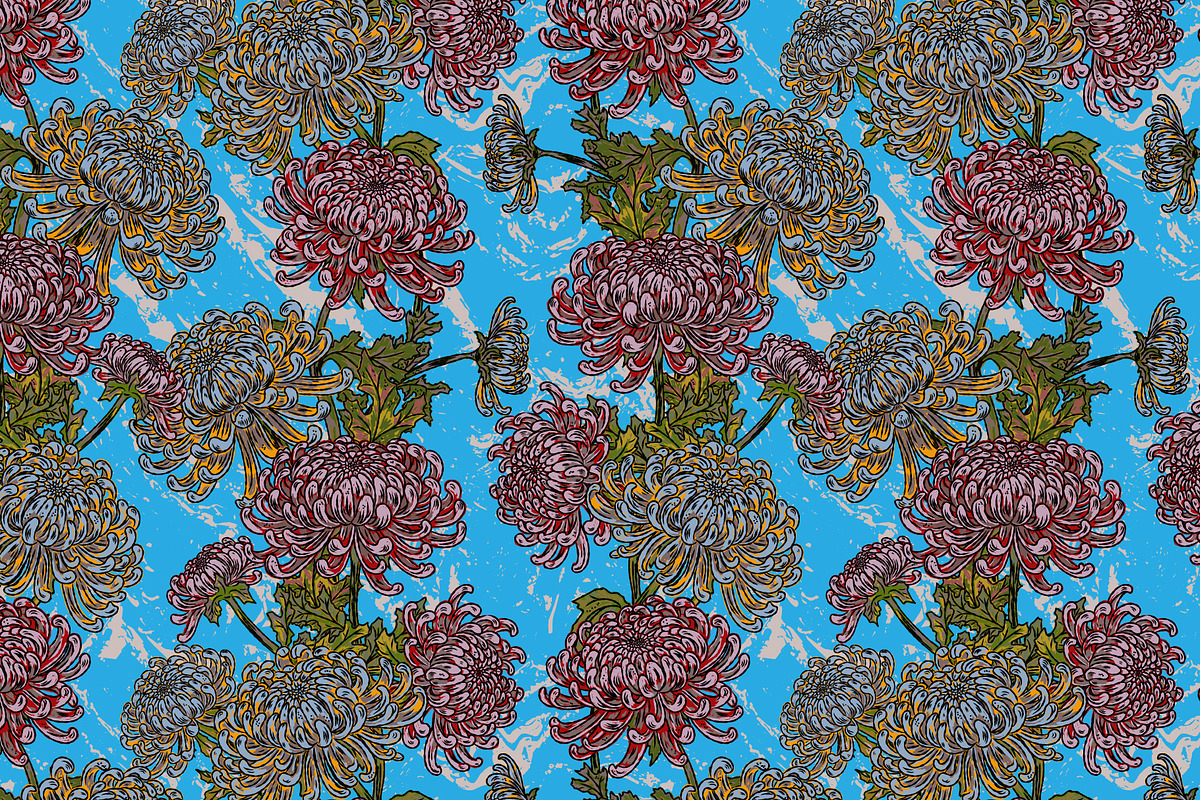 Chrysanthemum Maximalist Floral, a Pattern Graphic by NayaChu (Photo 3 of 9)