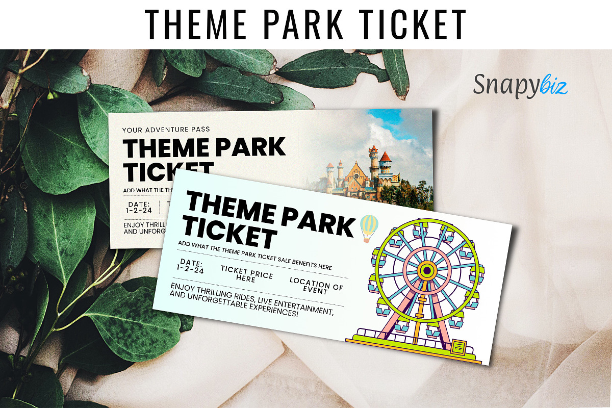 Theme Park Trip Ticket Template, a Card Template by Snapybiz (Photo 4 of 10)