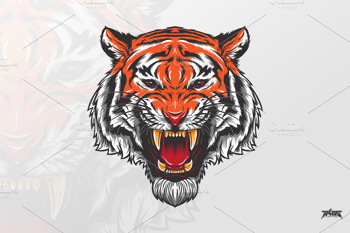 Fierce Tiger Head Vector, an Animal Illustration by R4DS
