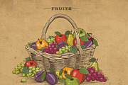 Vintage Fruits & Vegetables Baskets, an Object Graphic by ConceptCafe (Thumbnail 4 of 7)
