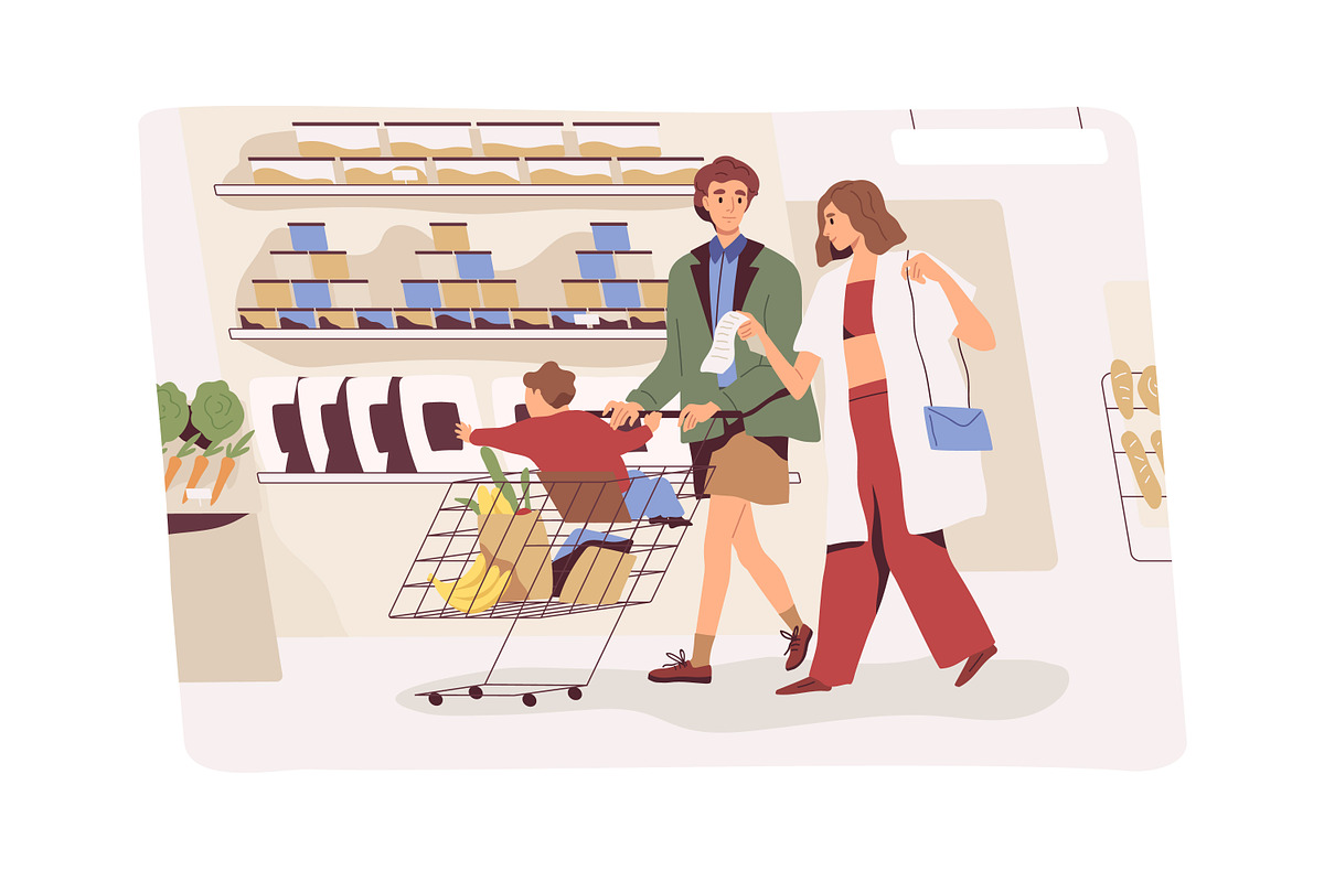 People choose food, supermarket set, a Food Illustration by Good Studio (Photo 4 of 9)