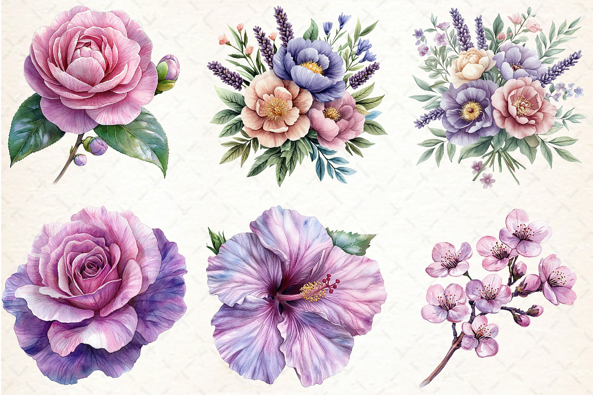 Lavender & Pink Flowers Watercolor, an Illustration by Libby Wishes (Photo 5 of 7)