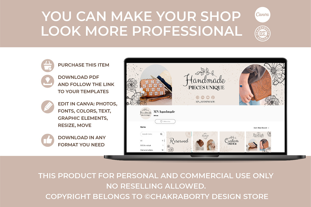 Editable ETSY shop branding kit, a Branding & Logo Template by Chakraborty Design (Photo 9 of 9)