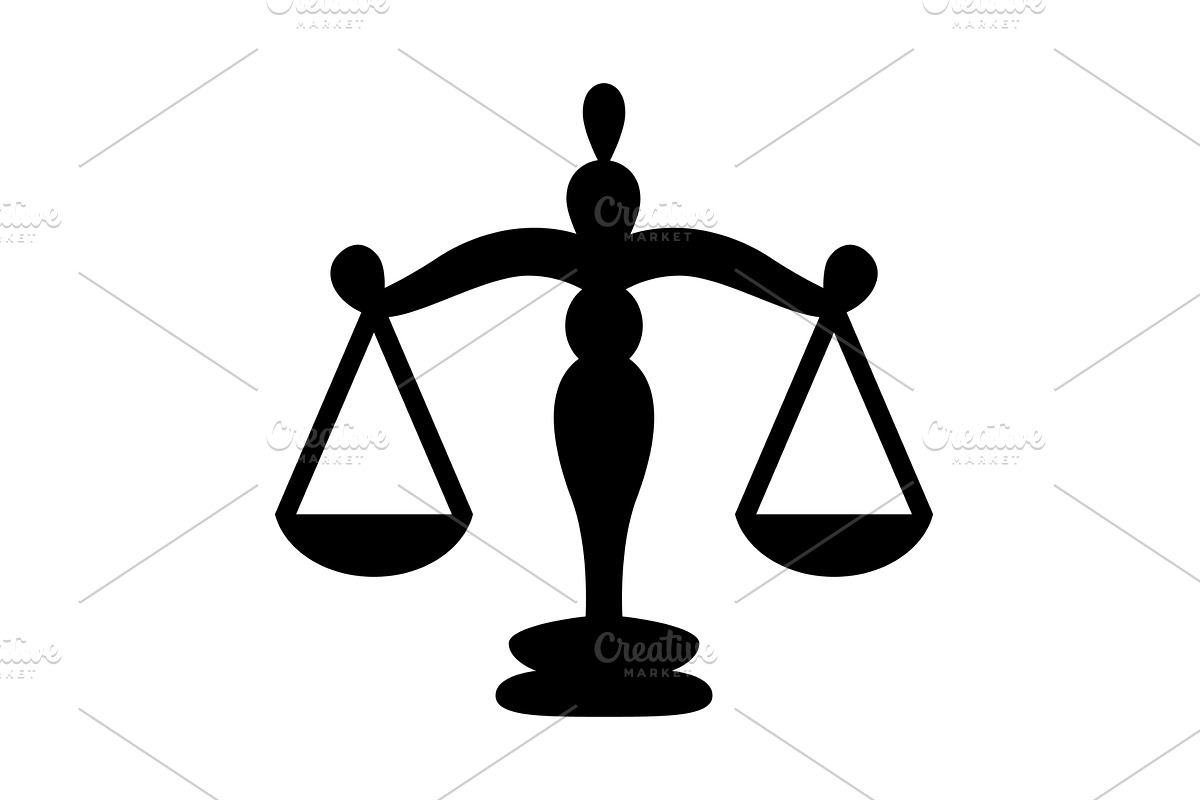 Justice scales black and white, an Object Illustration by Things for designers