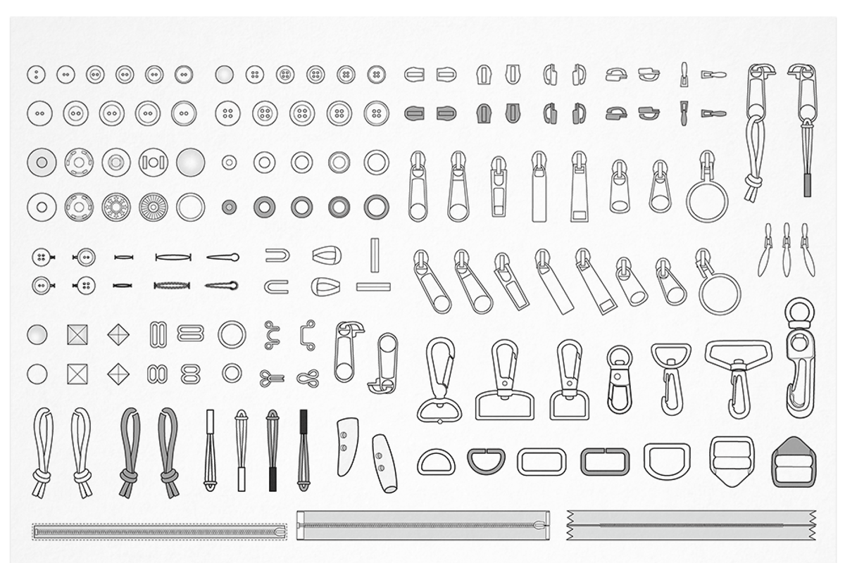 Vector Garment Accessories & Brushes, an Illustration by HYDNSTUDIO (Photo 2 of 9)