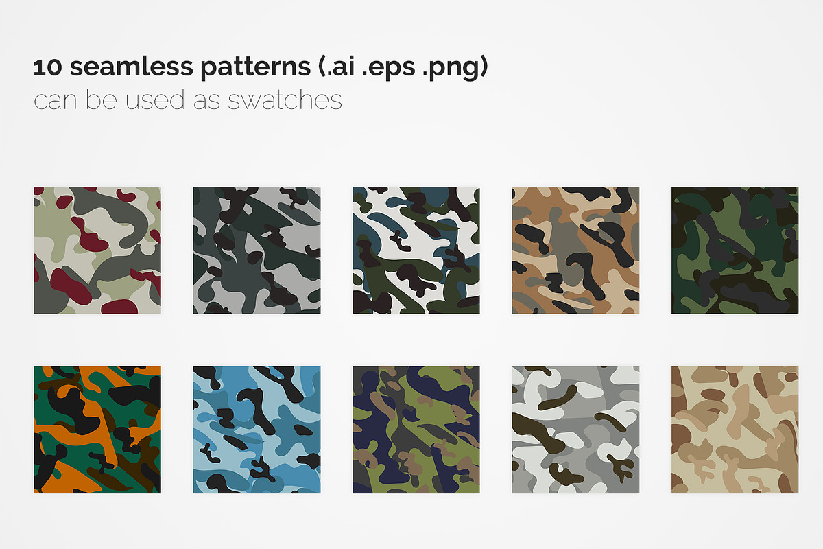 Army Camouflage Seamless Patterns, a Pattern Graphic by 3Y_Design (Photo 2 of 6)