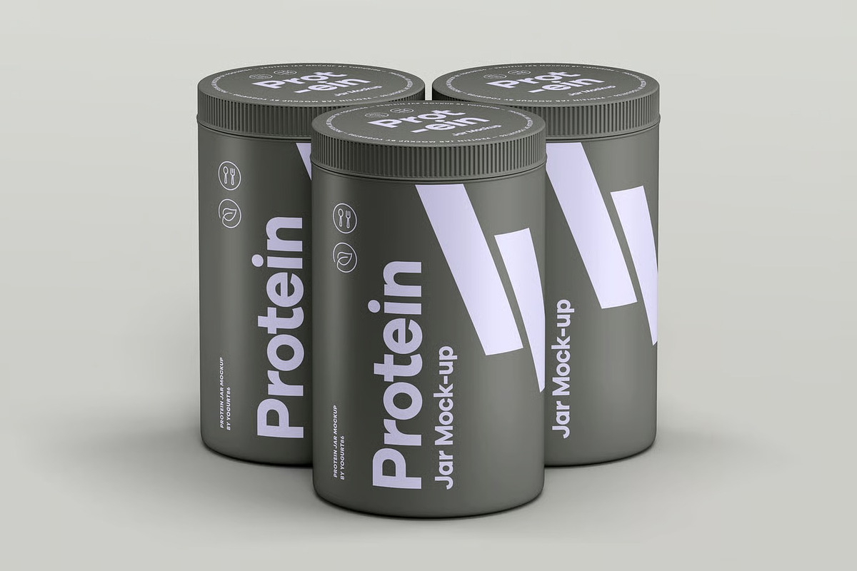 Protein Tall Jar Mock-up, a Packaging Mockup by zippypixelstudio (Photo 6 of 12)