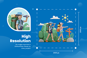 3D Travel Illustration Set, a Scene 3D Model by Flat Icons (Thumbnail 3 of 8)