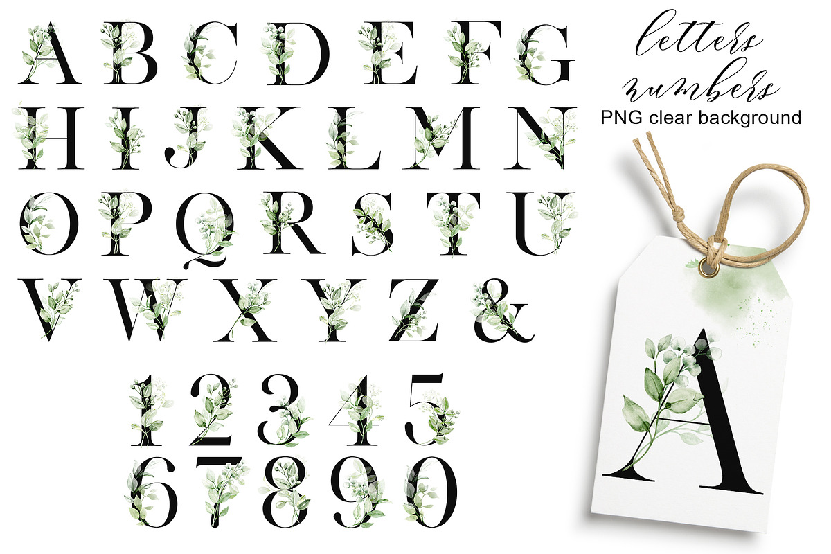 Leaves clipart set, Alphabet png., an Invitation Template by Larisa Maslova (Photo 3 of 13)