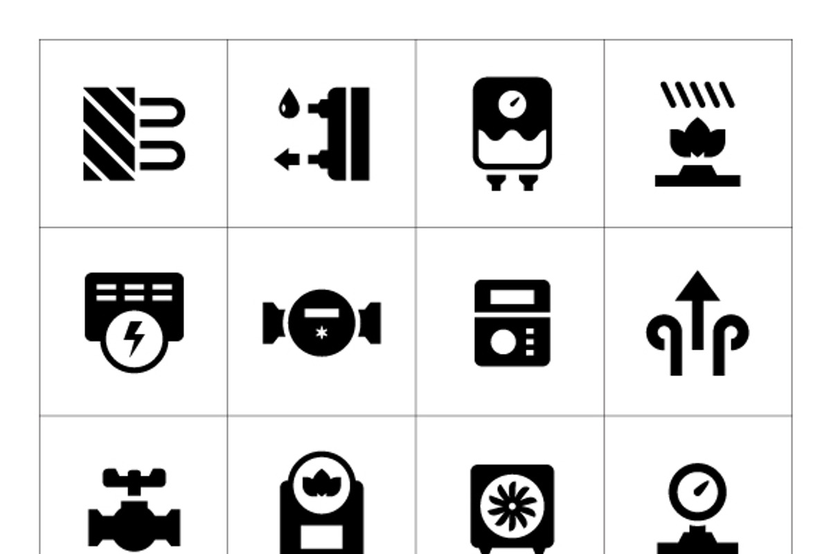 Set icons of heating