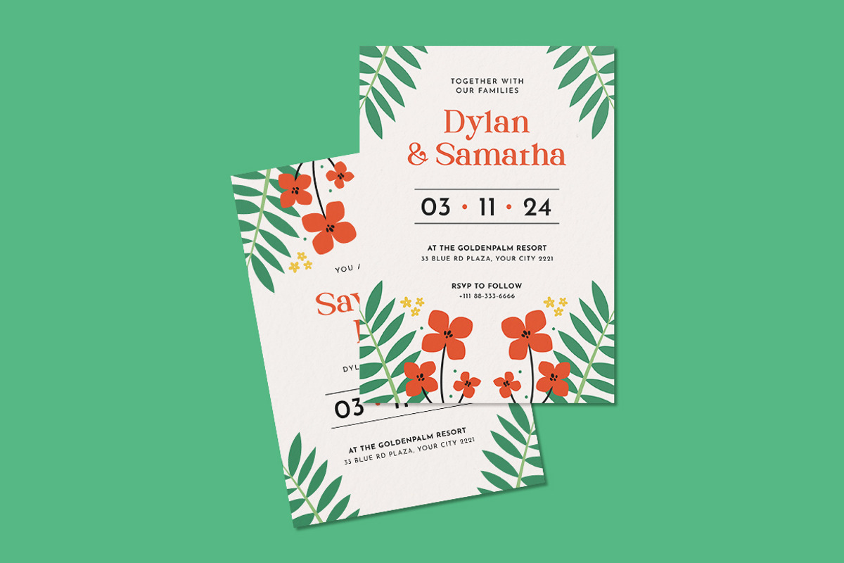 Gremine Floral Wedding Invitation, an Invitation Template by iDoodle Studio (Photo 4 of 4)