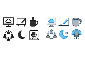 Icons representing remote work and, a Technology Illustration by ZinetroN