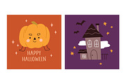Cute Happy Halloween cards, kids set, a Seasonal Illustration by Good Studio (Thumbnail 4 of 9)