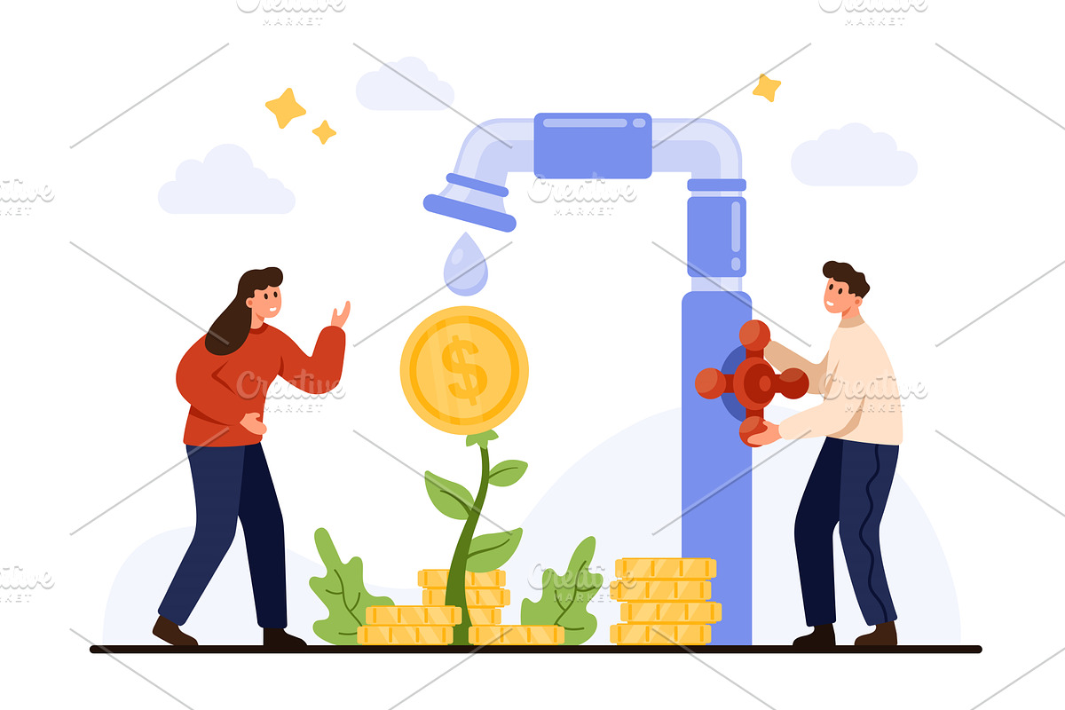 Financial Growth Concept with Money, a Finance Illustration by Flashvector
