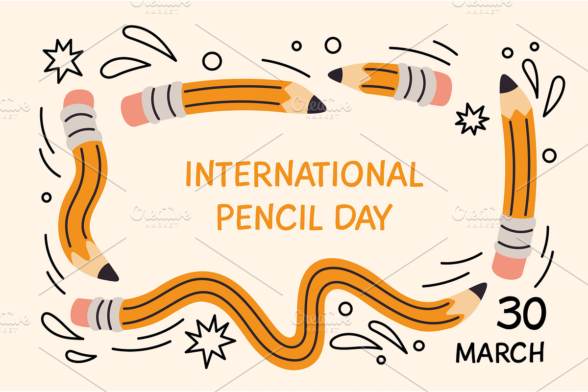 Twisted pencils frame. Flexible long, an Illustration by YummyBuum