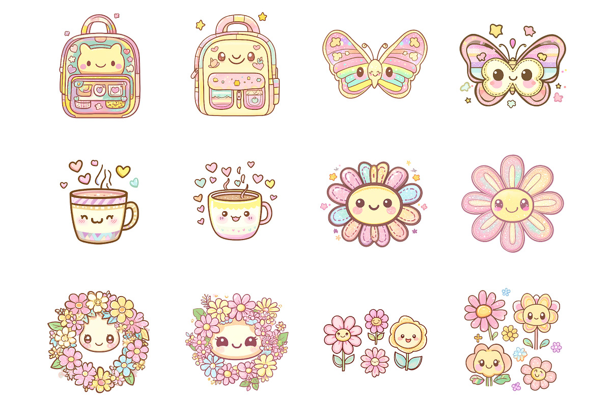Pastel Kawaii Clipart, an Illustration by SinaCreation (Photo 2 of 10)
