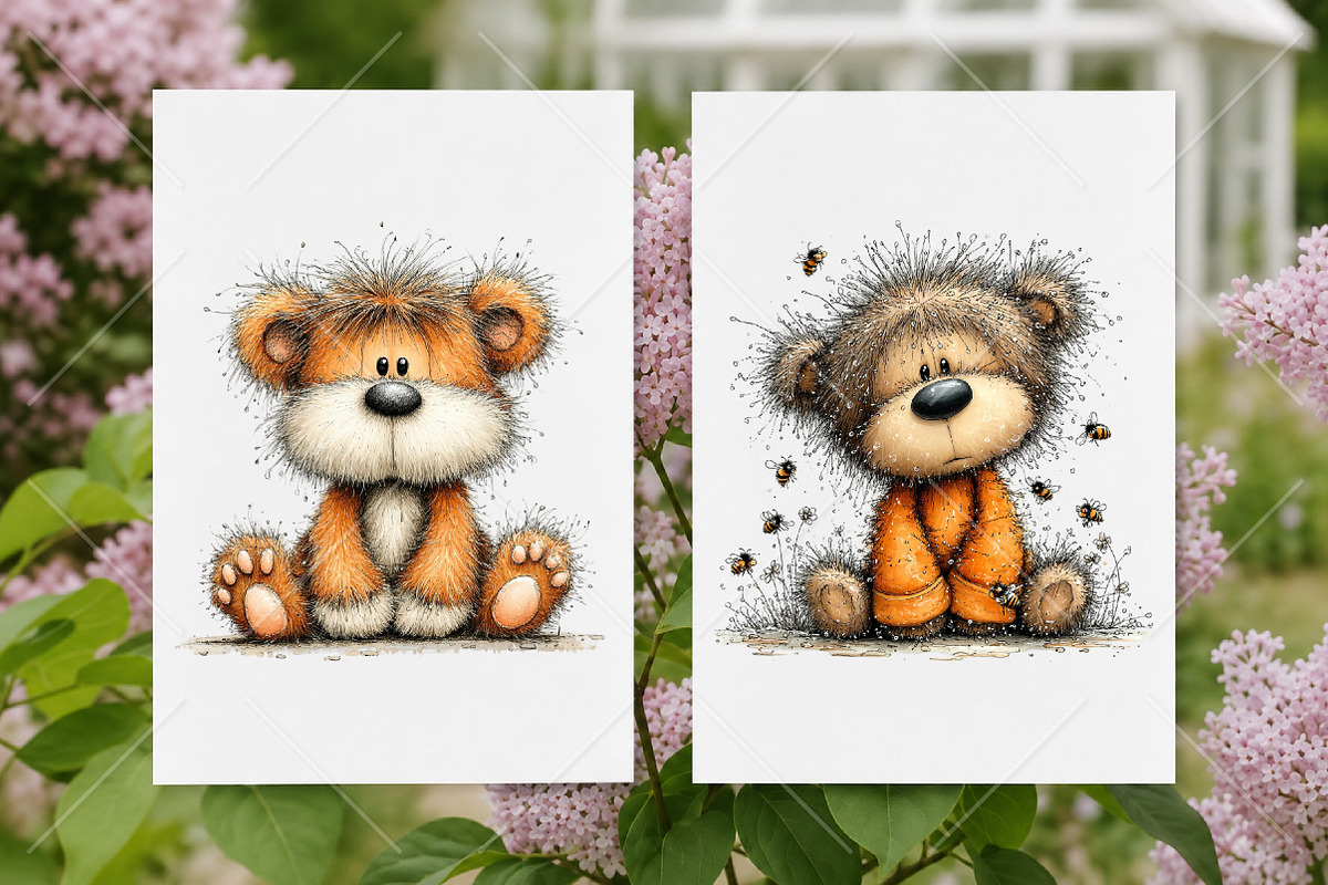 Whimsical Honey Bear Clipart Bundle, a Seasonal Illustration by Canvas Craft (Photo 8 of 10)