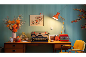 nostalgia retro interior ai, an Arts & Entertainment Photo by pikepicture