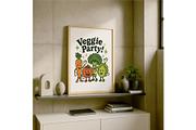 Veggie Party Wall Art Cute Retro, a Background Graphic by LaseredNinja (Thumbnail 7 of 7)