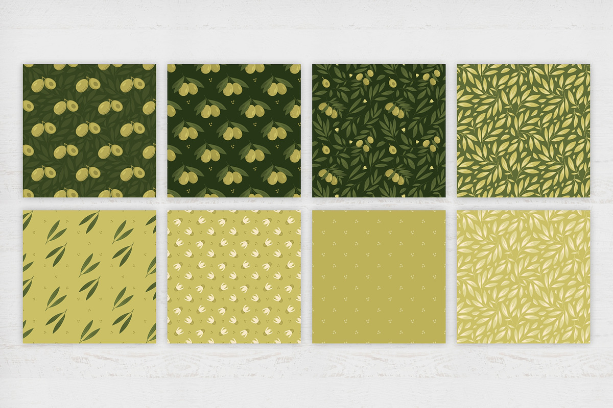 Olives set. Vector seamless patterns, a Pattern Graphic by LartGraphics (Photo 2 of 10)