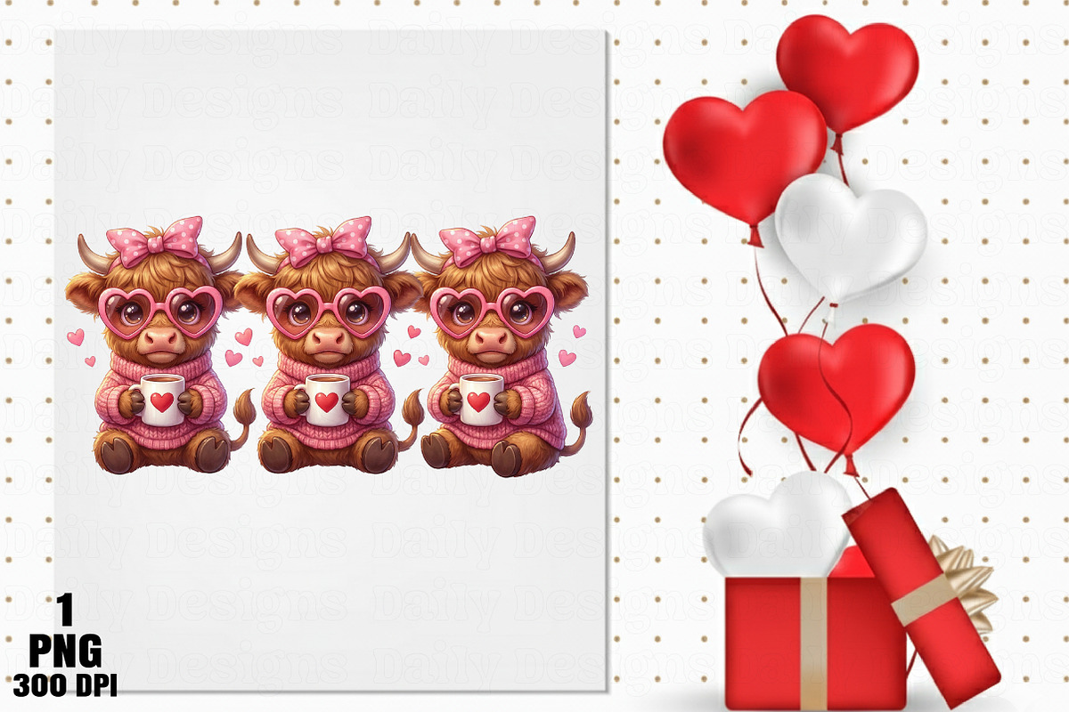 Valentine’s Day Highland Cow Coffee, an Illustration by Daily.Designs (Photo 5 of 5)