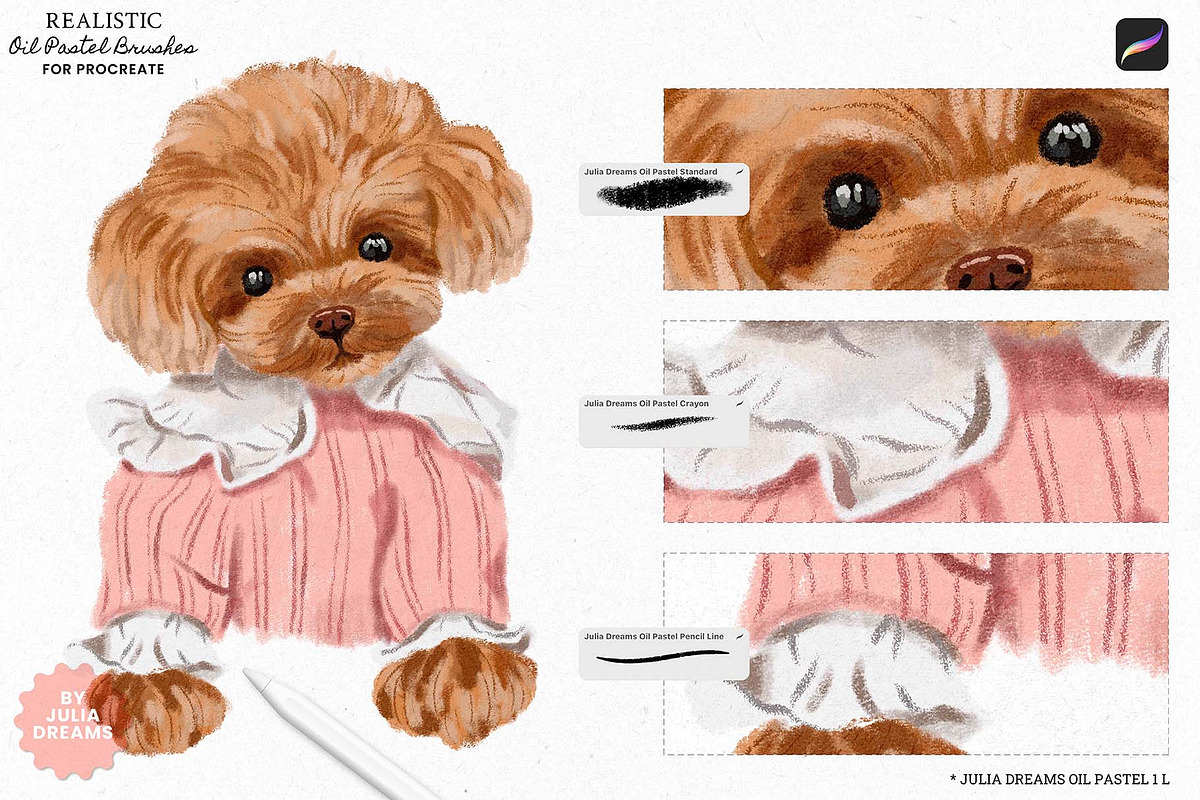 Oil Pastel Brushes Procreate, a Brush Add-On by Julia Dreams (Photo 6 of 9)