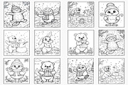 Winter Coloring Pages: Animal-Themed, a Seasonal Illustration by Lamia Emad (Thumbnail 4 of 4)