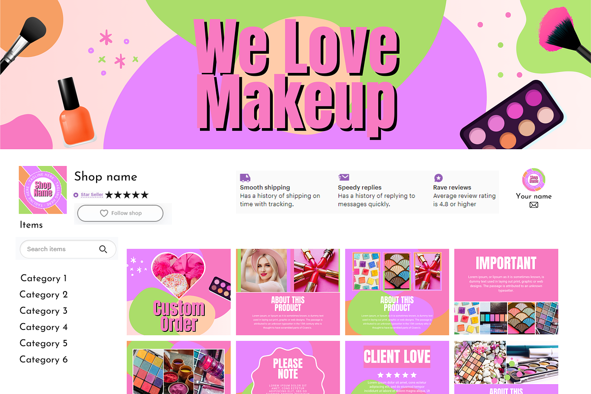 Makeup Beauty Etsy Shop Kit, a Branding & Logo Template by SunshineStudioBoutique (Photo 8 of 11)