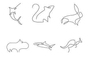 Abstract Animal Line Art Set 1