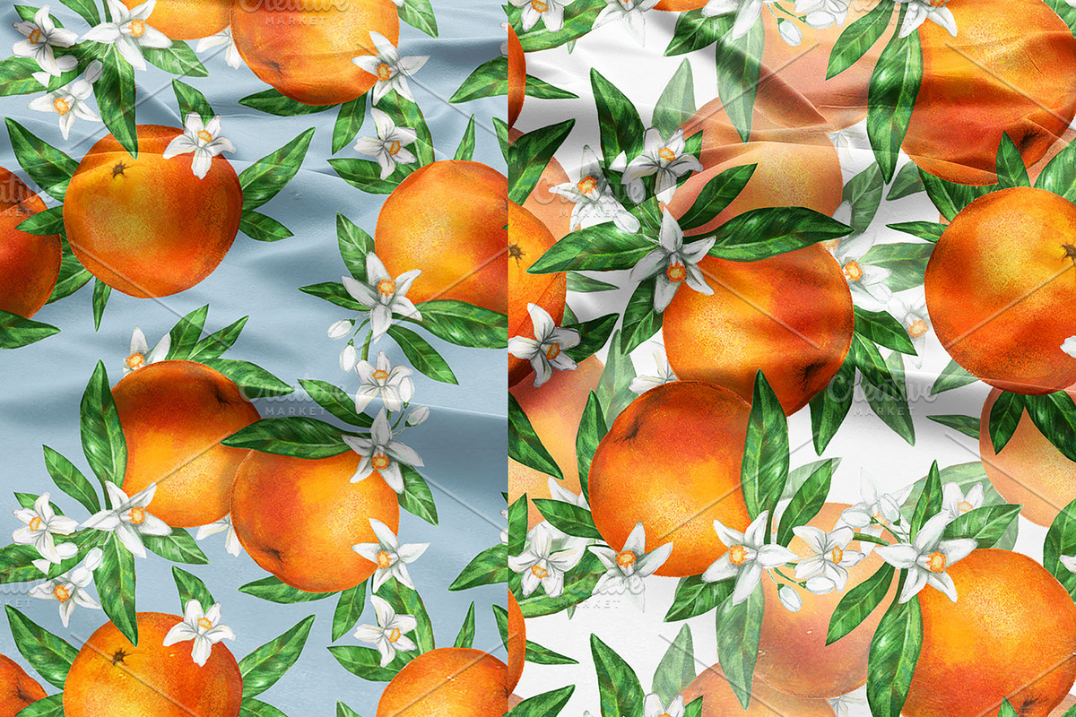 Pattern Blooming Orange Fruits, a Pattern Graphic by Sweet_print (Photo 2 of 3)