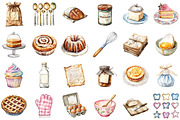 Watercolor Vintage Baking Clipart, an Illustration by Sublimation Artist (Thumbnail 2 of 6)