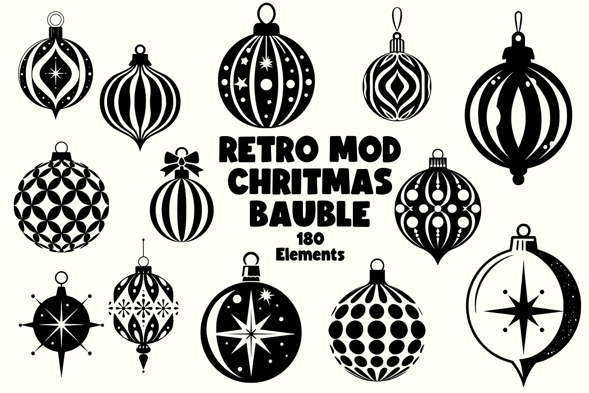 Retro MOD Christmas Baubles, an Object Graphic by Pattern Whimsy (Photo 1 of 5)
