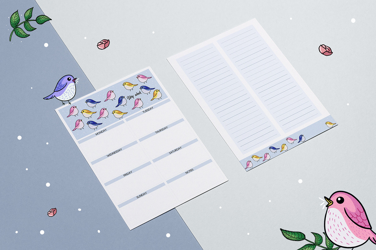 Cute illustrated planner set, a Stationery Template by Pixel Charm Studio (Photo 3 of 6)