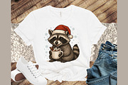 Watercolor Christmas Raccoon PNG, an Illustration by Sublimation Artist (Thumbnail 7 of 9)