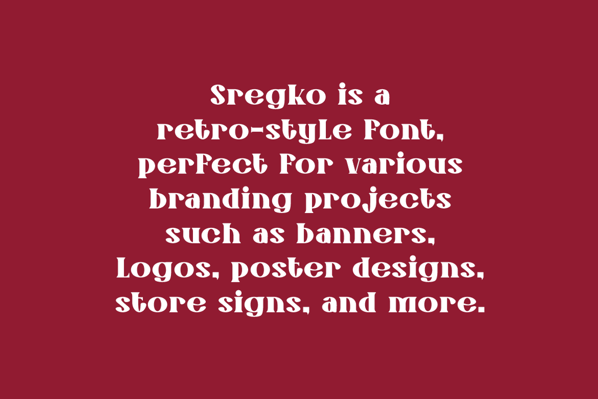 Sregko - Retro Ligatures Font, a Serif Font by Iqsiart Studio (Photo 5 of 8)