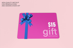 Gift Card With Ribbon Mockup