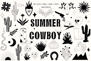 Summer Cowboy Clipart - 144 Assets