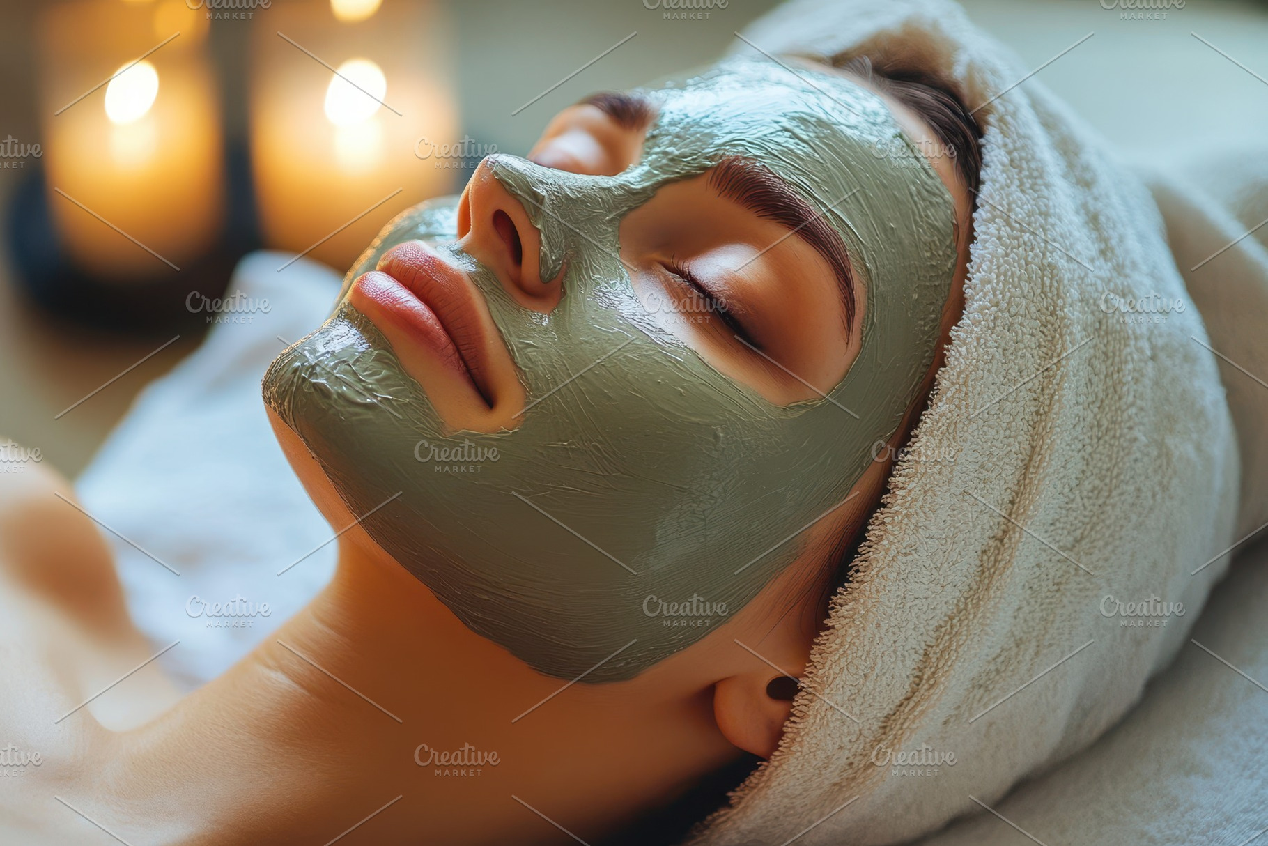 Relaxing facial treatment beautiful, a Photo by Pavel_design