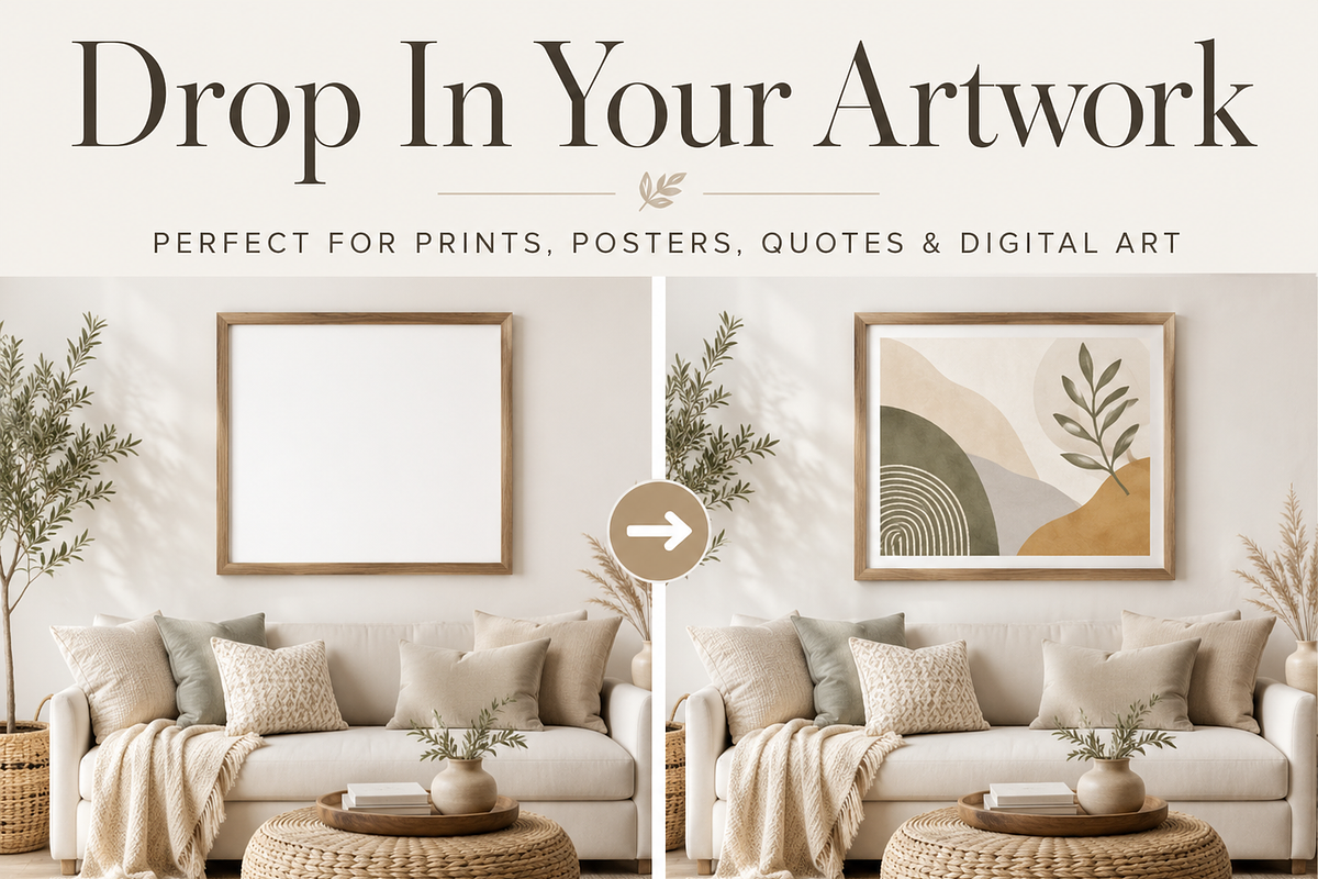 30 Boho Wall Art Mockups for Etsy, a Household Mockup by Local Marketing Templates (Photo 3 of 8)