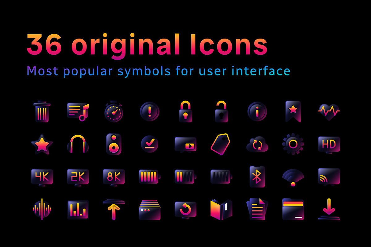Synthwave UI Icons, an Outline Icon by Amazing Custom Icons (Photo 2 of 6)