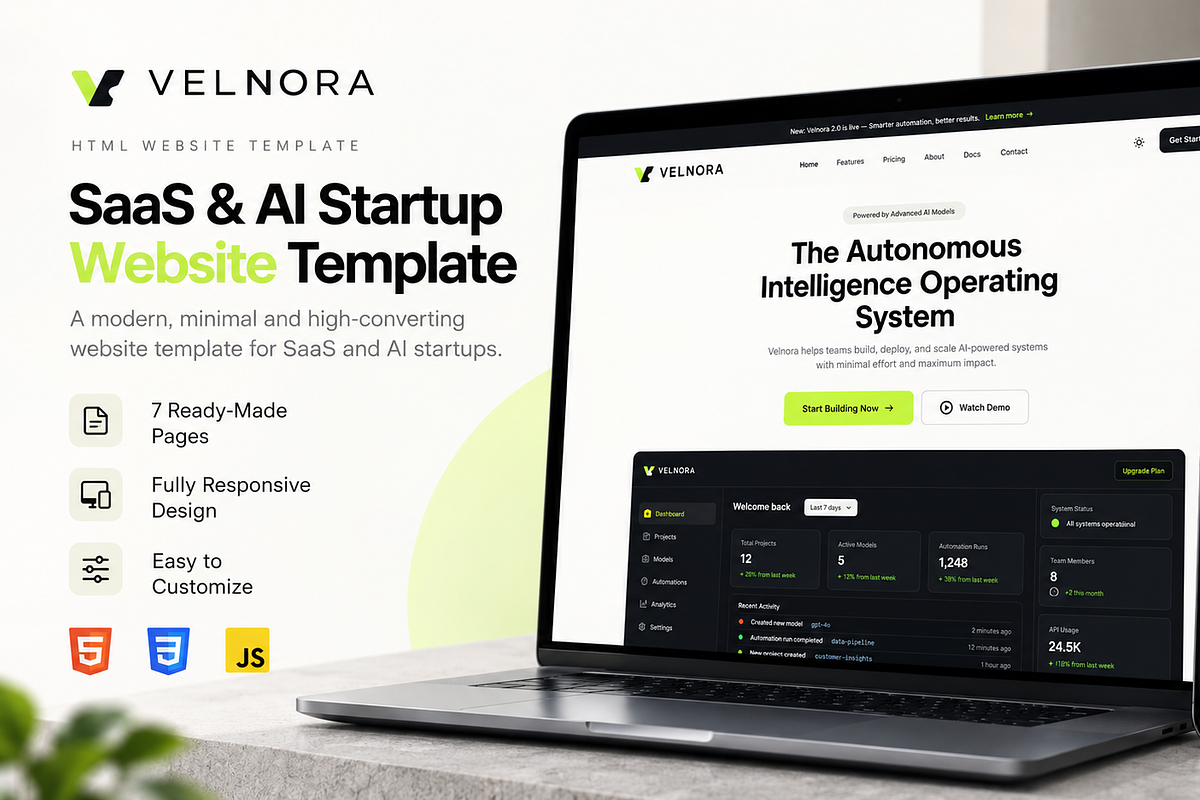 VELNORA — SaaS Website Template, a HTML Template by himelgfx (Photo 1 of 3)