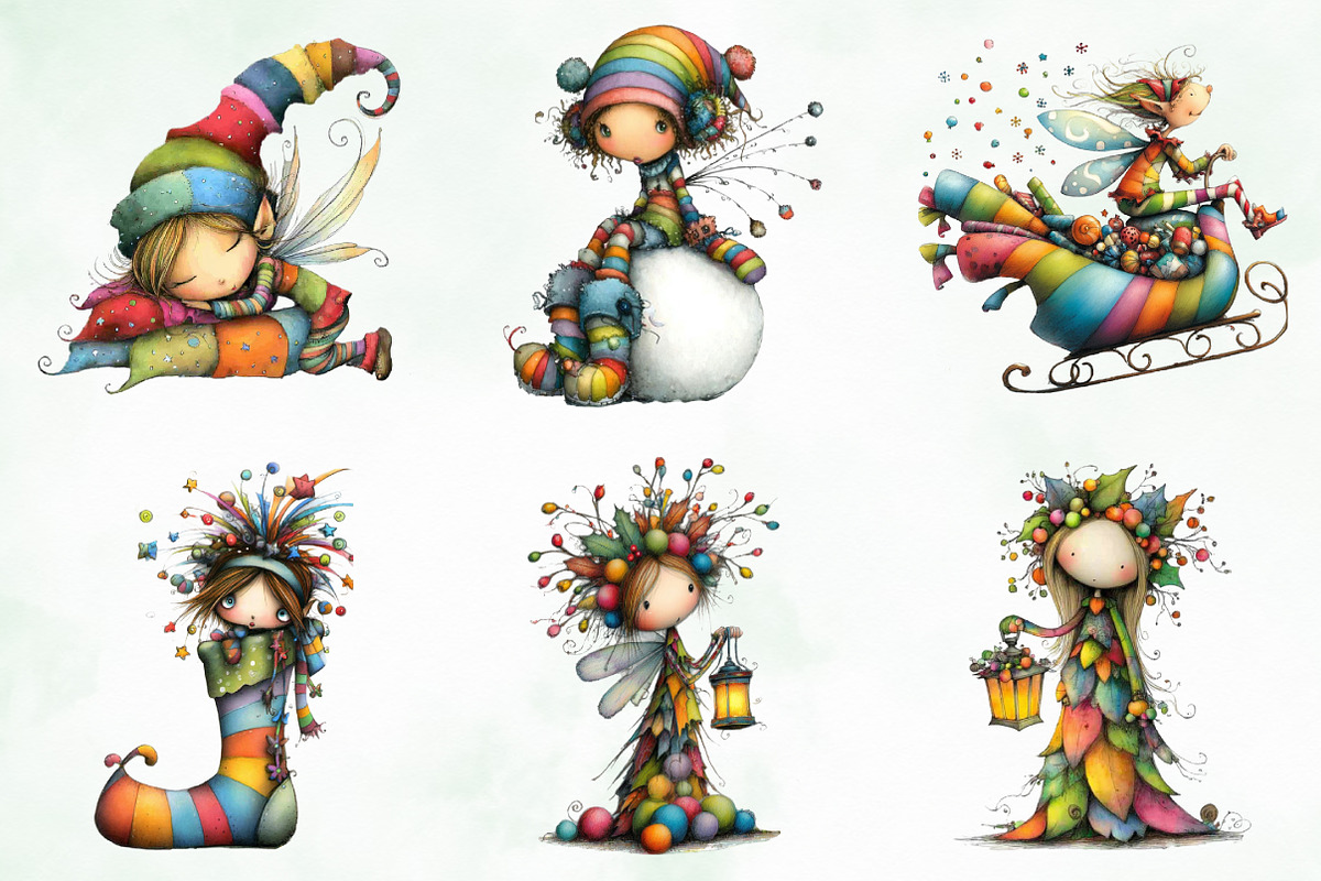 Whimsical Christmas Fairy Clipart, an Illustration by Creative Art (Photo 7 of 12)