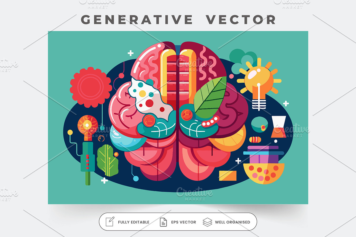 A vibrant depiction of a human brain, a Graphic by Iftikhar Alam