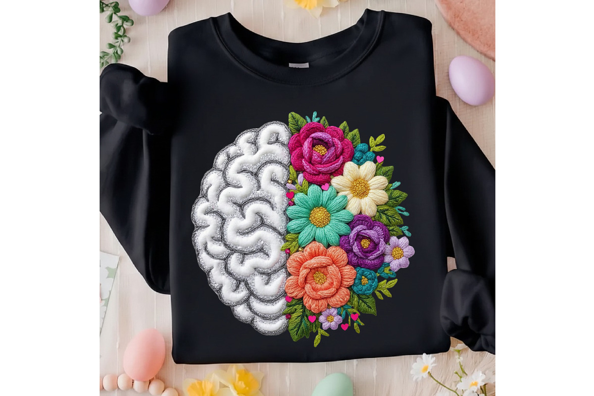 Mental Health Floral Brain Faux Yarn, an Illustration by designcity5 (Photo 5 of 9)
