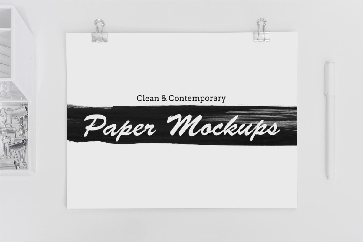 8 Clean & Contemporary Paper Mockups, a Print Template by SparkleStock (Photo 1 of 5)