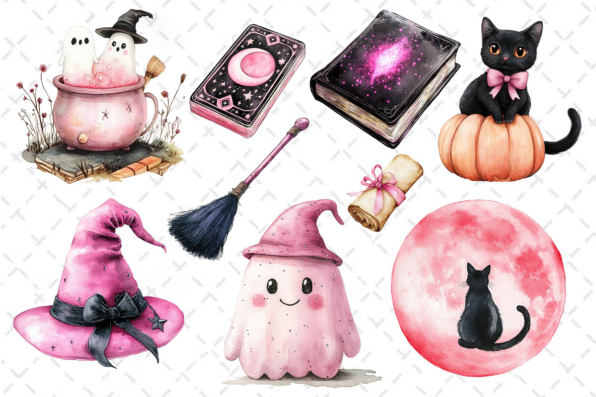 Cute Witchy Autumn Clipart PNG, an Illustration by Dream Creation (Photo 3 of 7)