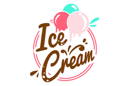 Three scoops of ice cream melting, a Food Illustration by seahorsevector