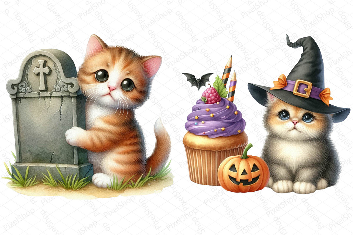 Halloween Cute Cat Clipart, an Illustration by DreamPrint404 (Photo 4 of 4)