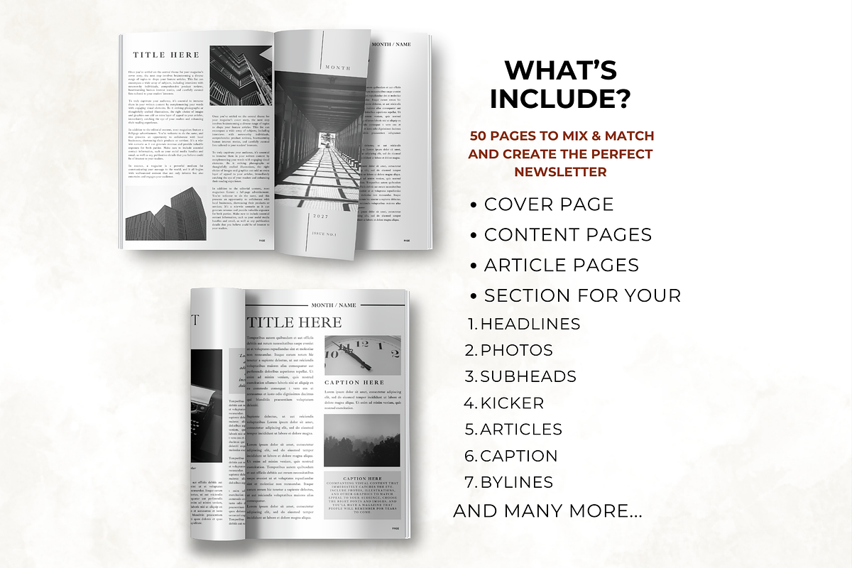 50 Pages Newsletter Canva Template, a Print Template by Digital By Nikoleta (Photo 4 of 10)